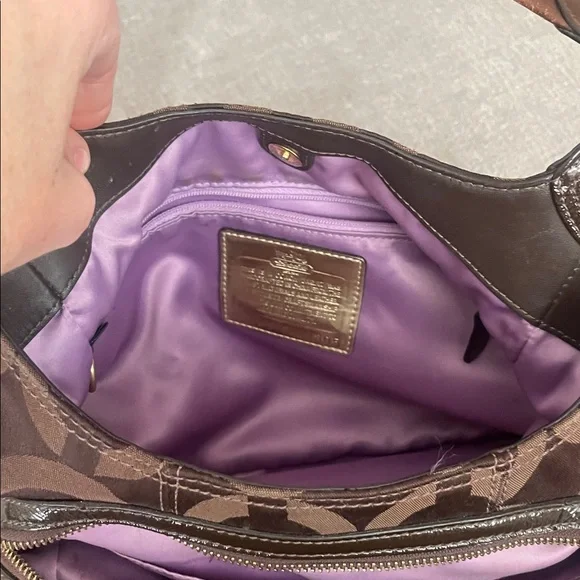 Coach Maggie Madison Op Art Brown Shoulder Bag - Picture 10 of 13